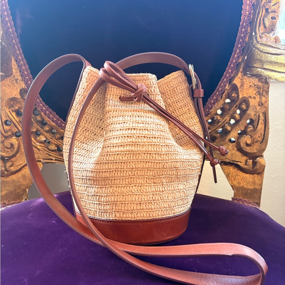Sezane Mini Farrow Raphia Crossbody